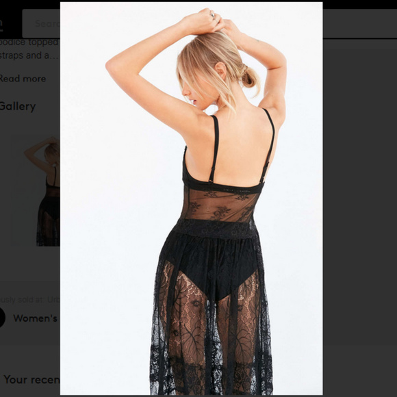 NWOT Kimchi Blue black lace maxi slip dress - Picture 2 of 7